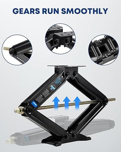 Miniatura 7 de Kohree Gatos estabilizadores de tijera de nivelación de 7500 libras de 24 pulgadas para remolque de viaje, cámper, juego de 2, kit de gatos