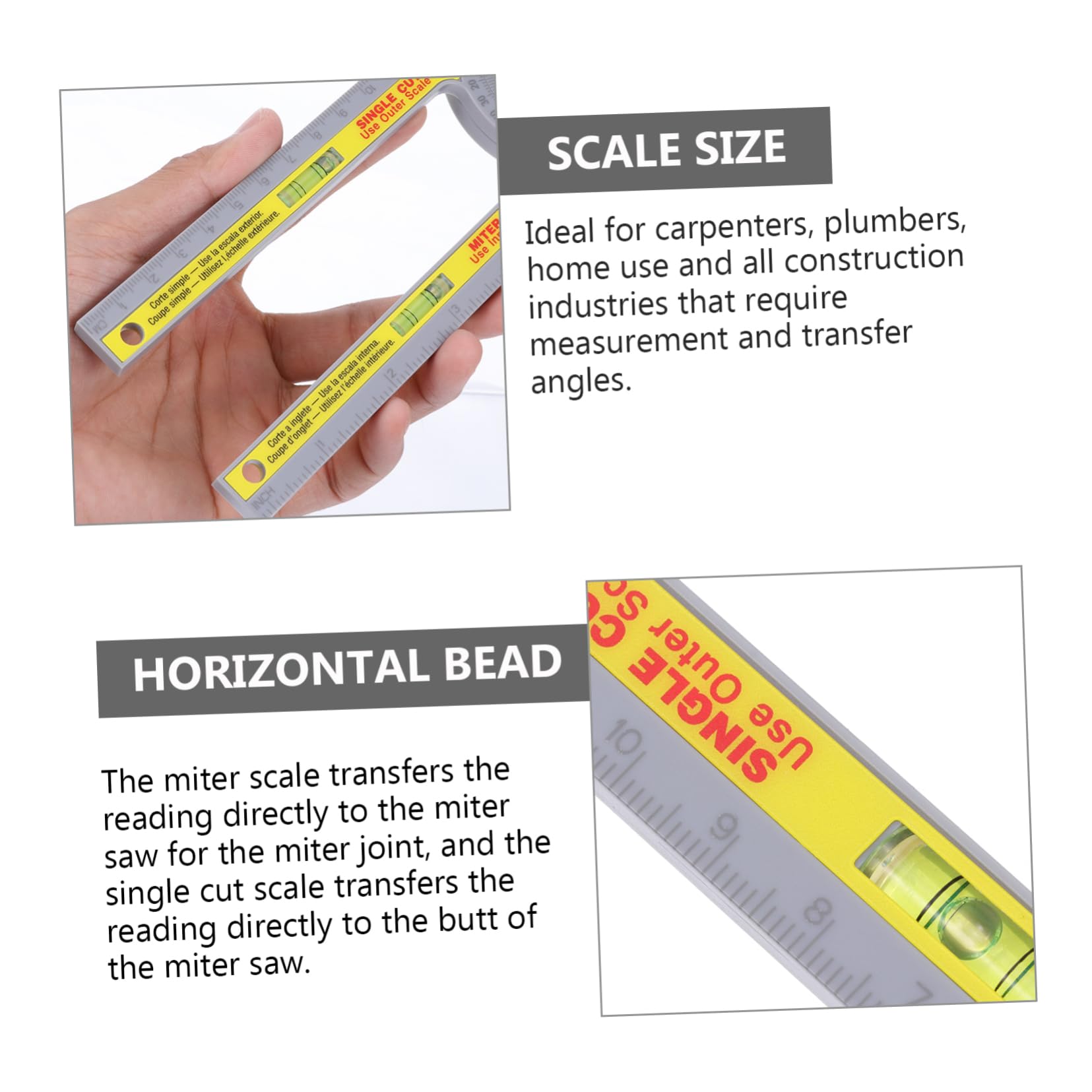 IWOWHERO Woodworking Ruler Plastic Miter Protractor Angle Finder Ruler Bulk Miter Gauge for Construction