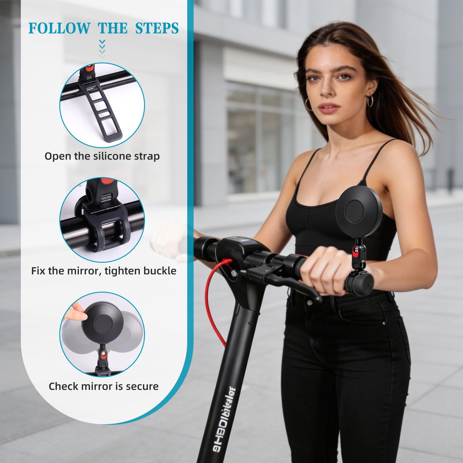 Rückspiegel für Roller Kompatibel mit Segway Ninebot ZT3 Pro F3 Pro und allen KickScooter Max G30 G2 G3 GT3 F3 E3 360°-Drehung Großwinkelspiegel Rückspiegel Elektroroller