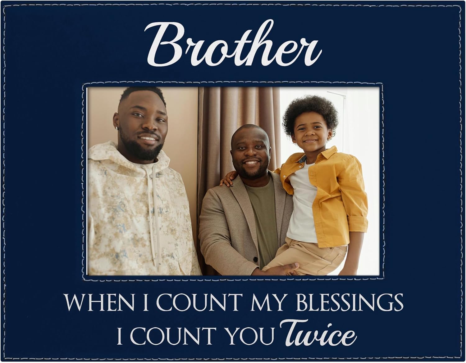 ThisWear Father's Day Frame For Brother Count My Blessings Count You Twice 4x6 Leatherette Photo Frame Navy
