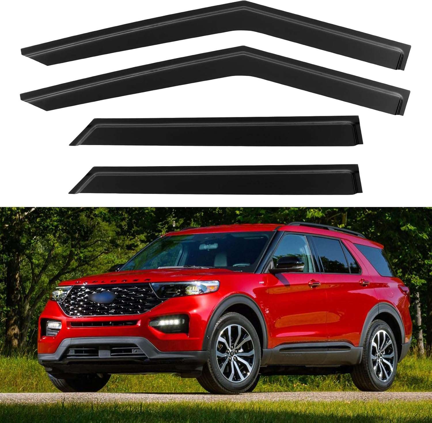 Window Visors Rain Guards for 2020-2025 Ford Explorer, Out-Channel Window Vent Wind Deflectors Visors Shades for 20-25 Explorer