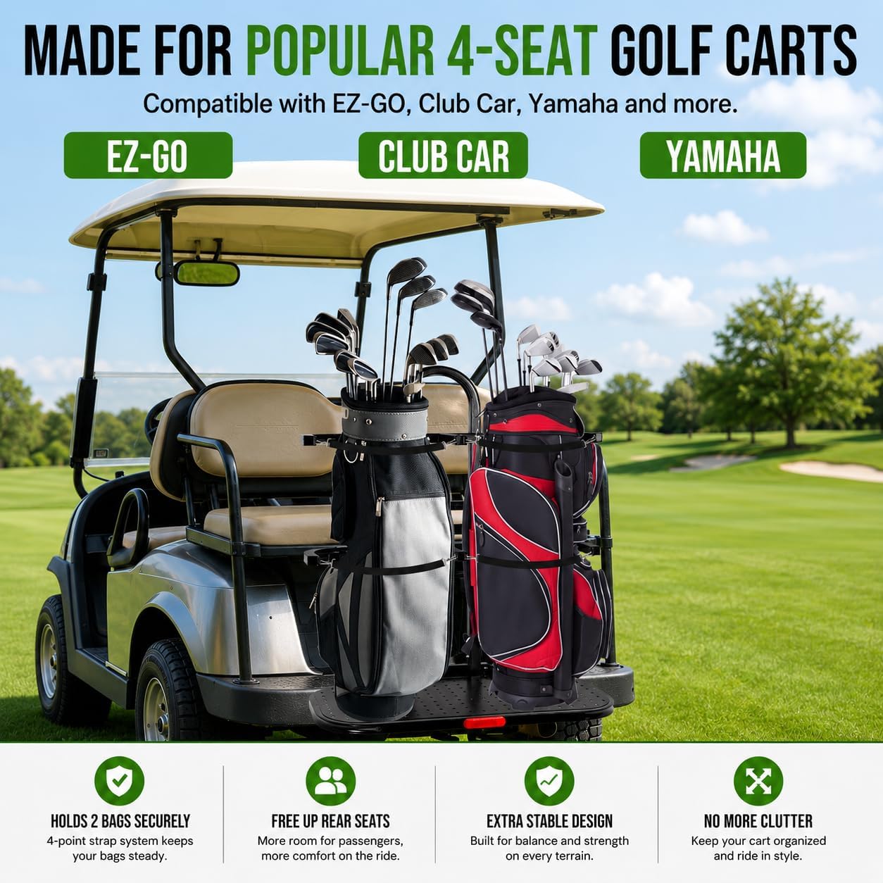 Golf Cart Bag Holder, Golf Bag Holder for 4 Seat Golf Cart image 5