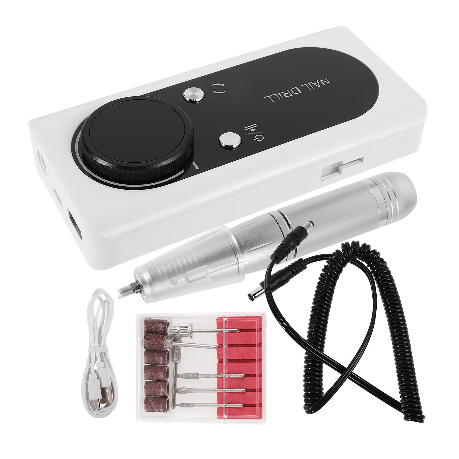 Didiseaon Taladro Eléctrico Portátil para Uñas Blanco, Máquina Profesional Estable y Batería de Litio, Adecuado para Salones de Uñas y Uso en Casa
