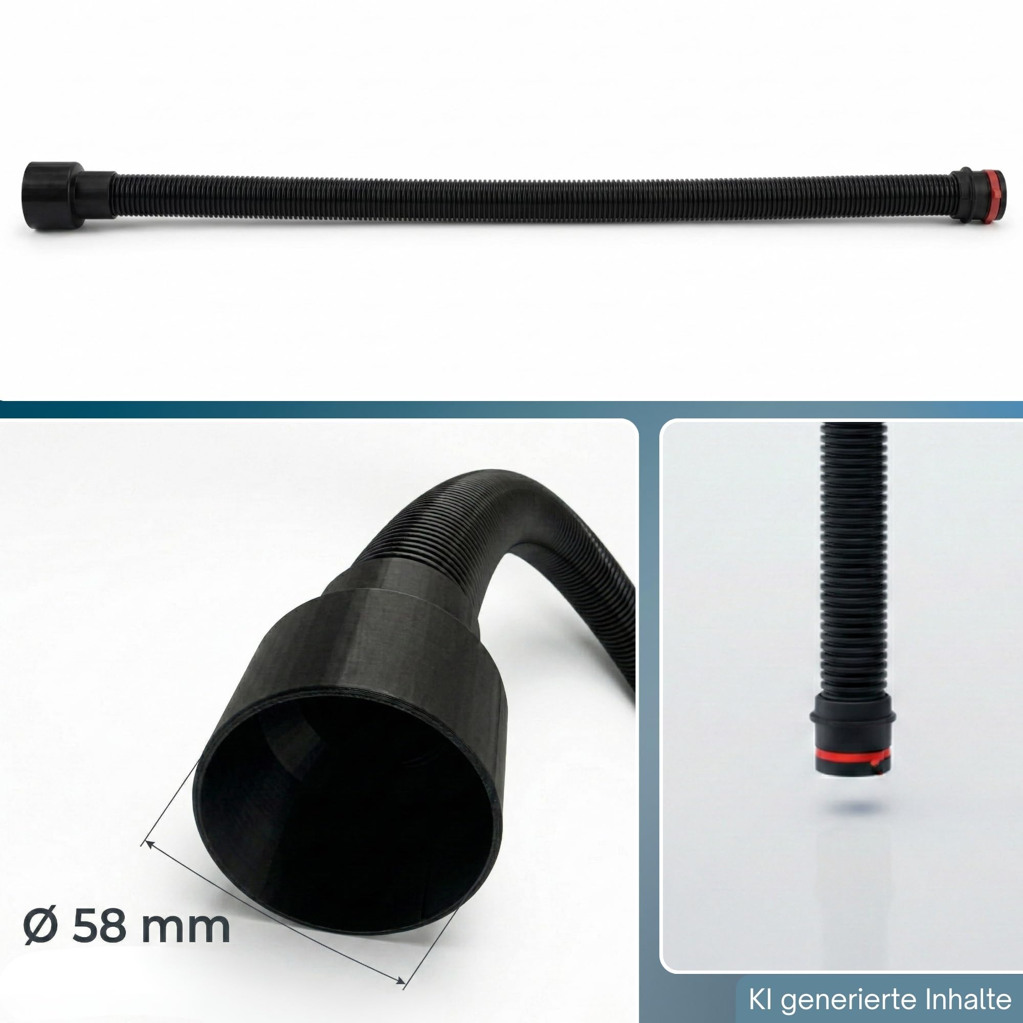 Tubo per aspirapolvere adatto per Bosch Click and Clean adatto per Nilfisk, Parkside, Kärcher NT, Starmix, Flex 58 mm adattatore (150 cm)