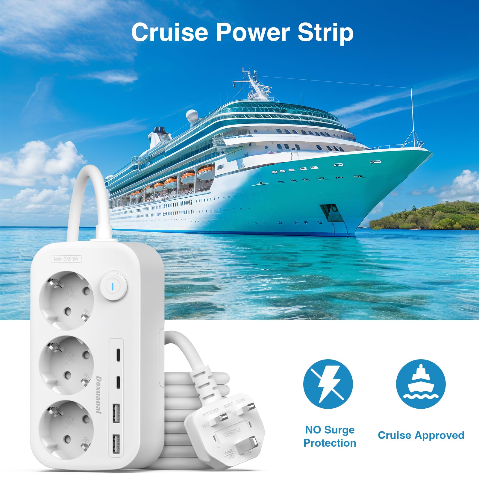 Adaptateur de Voyage International, Adaptateur de Prise avec 3 Compartiments et 4 USB (2 USB C), Type A/C/G/I/M/D Le Japon, Le UK, la Thaïlande, l'AUS, l'EU, l'Afrique du Sud, l'Inde