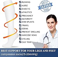 Vista 51 de Calcetines de compresión y circulación para mujer y hombre (3 pares), para enfermería, correr, viajar, calcetines hasta la rodilla