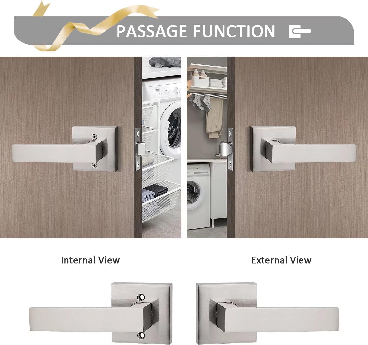 Door Handle,Door Knob,Latch Knob,Door Levers,Door Handles Brushed Nickel Interior Door Lever Closet Door Hardware Satin Nickel Door Knob