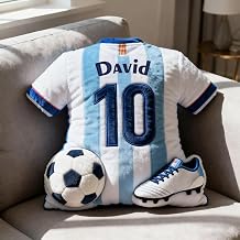 Personalized Football Jersey Cushion, CustomJersey Name Number for Sports Fans Adorable Stuffed Soccer Pillows Soccer Christmas Birthday Gift for Sports Fan Gift Player Coach Soft Throw Pillow