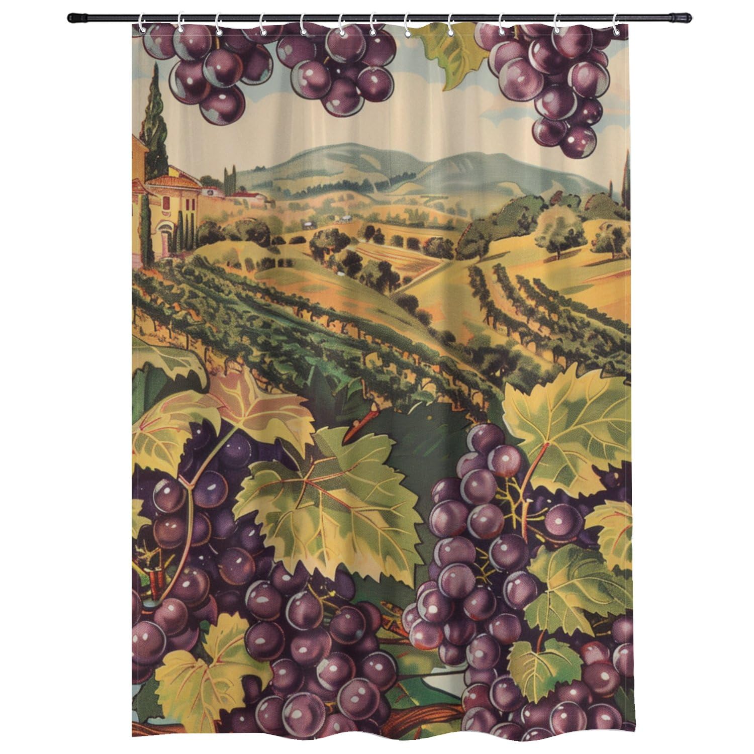 Grape Garden Shower Curtain Outdoor Shower Curtain Mould Proof Resistant Machine Washable Waterproof Bath Curtains with Hooks Polyester Fabric Bathroom Curtains 180×180cm Home Decor