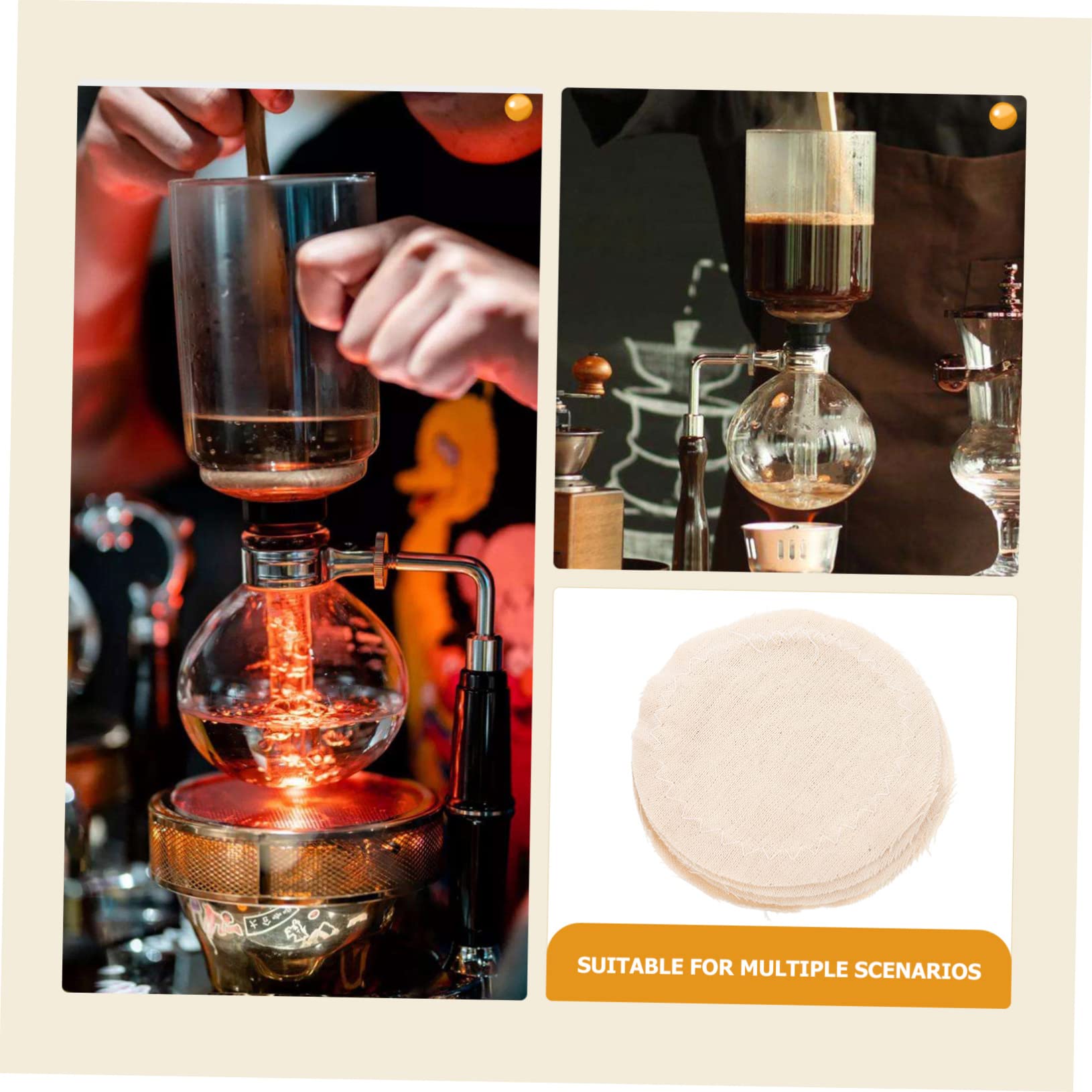 DOITOOL Lot De 5 Filtres À Café En Coton Pour Siphon De Machine À Café Faciles À Nettoyer 20 Pièces X 5