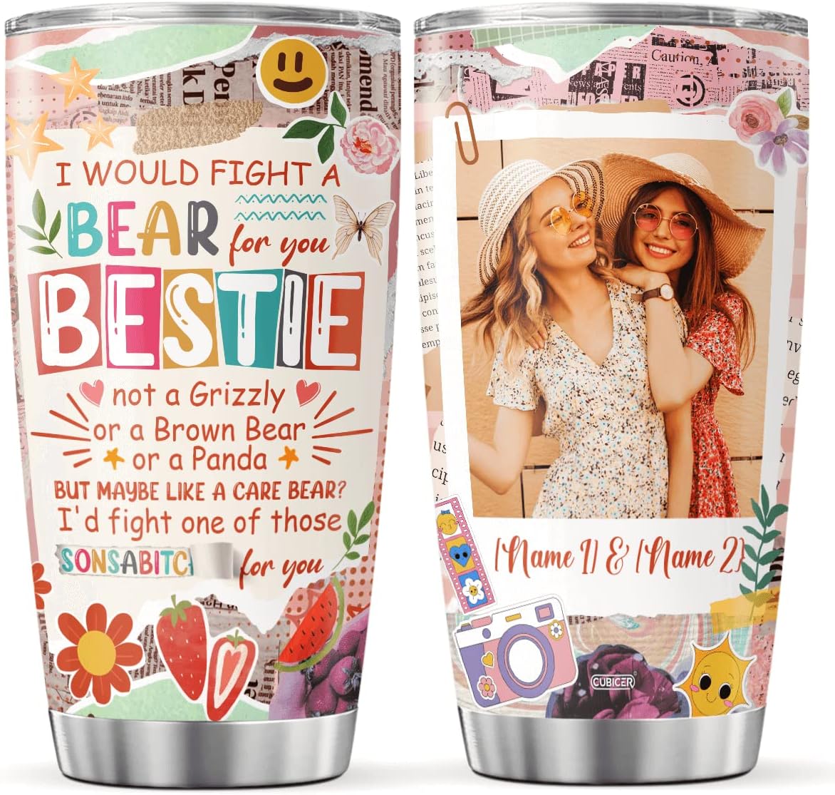 CUBICER Personalized Coffee Tumblers With Lid Dog Custom Name And Photo Travel Mugs For Women Men Teens Pet Owners Stainless Steel Tumbler Quotes Double Wall Insulated Wine Cup