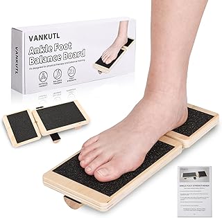 Ankle Foot Strengthener Exerciser for Sprained, Axis Board, Non-Slip Wood Wobble Board, Lightweight & Portable,Foot Trainer Home Gym Fitness