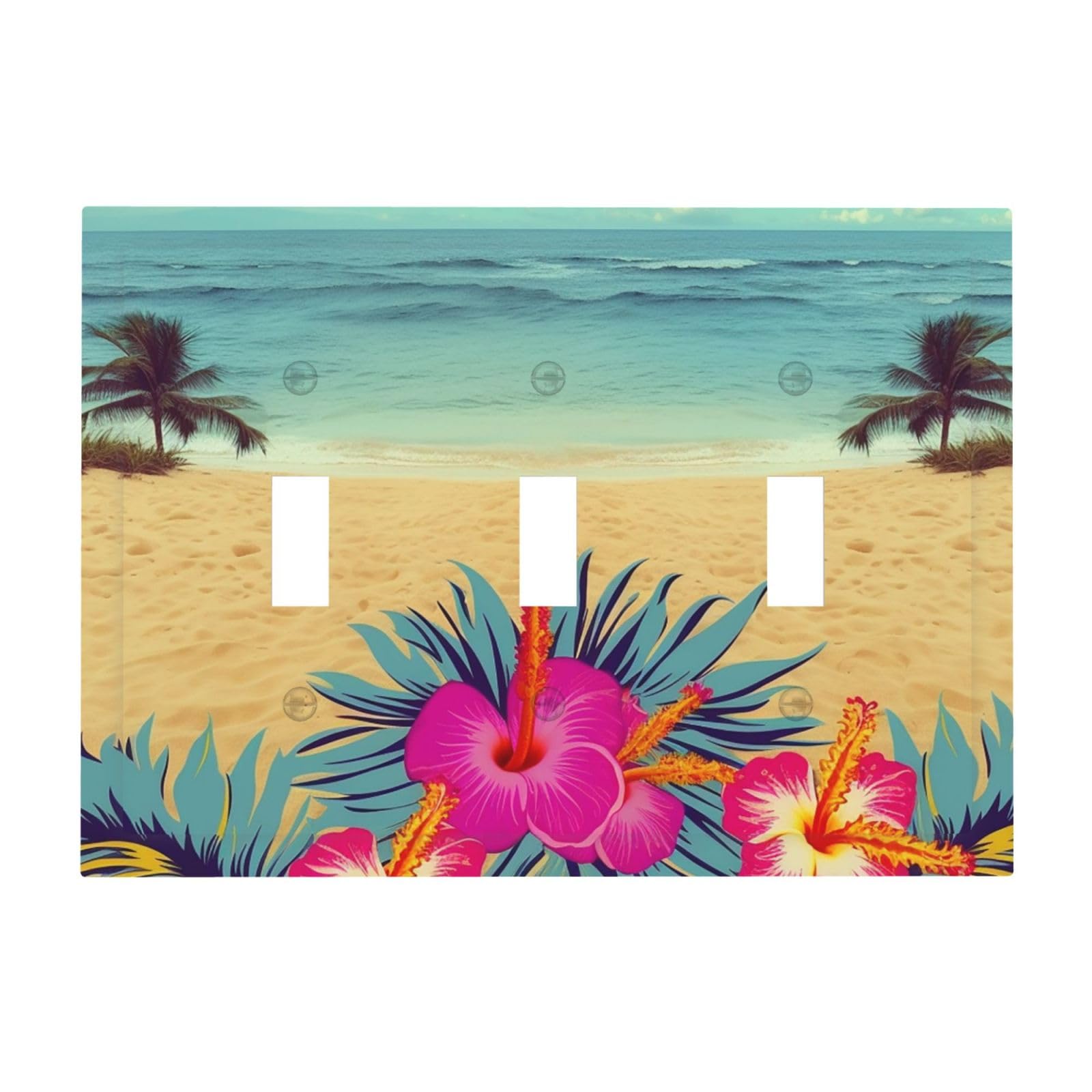 3-Gang Decorator Wall Plate Hello Hawaii Light Switch Cover Triple Toggle Receptacle Wall Plate Mid Size 4.8" x 6.7" Wallplate Unbreakable Polycarbonate Outlet Faceplates Covers