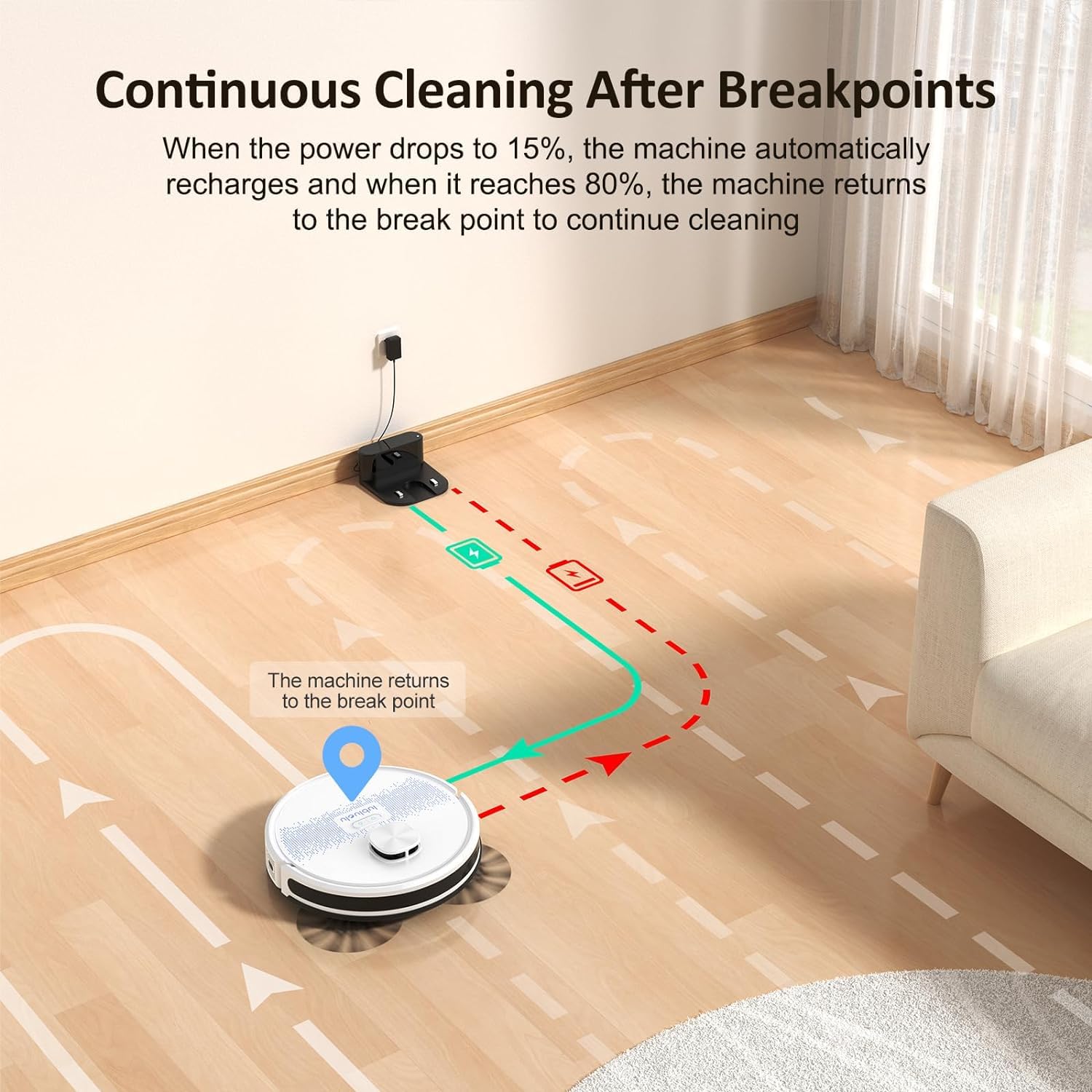 Lubluelu Robot Aspirapolvere Lavapavimenti con Mappatura 4500Pa a 5 Piani, Robot Vacuum Mop 3 in 1, LiDAR Laser 9.0, Aspirapolvere Robot per Pulizia Domestica, WiFi/APP/Alex Control, Bianco