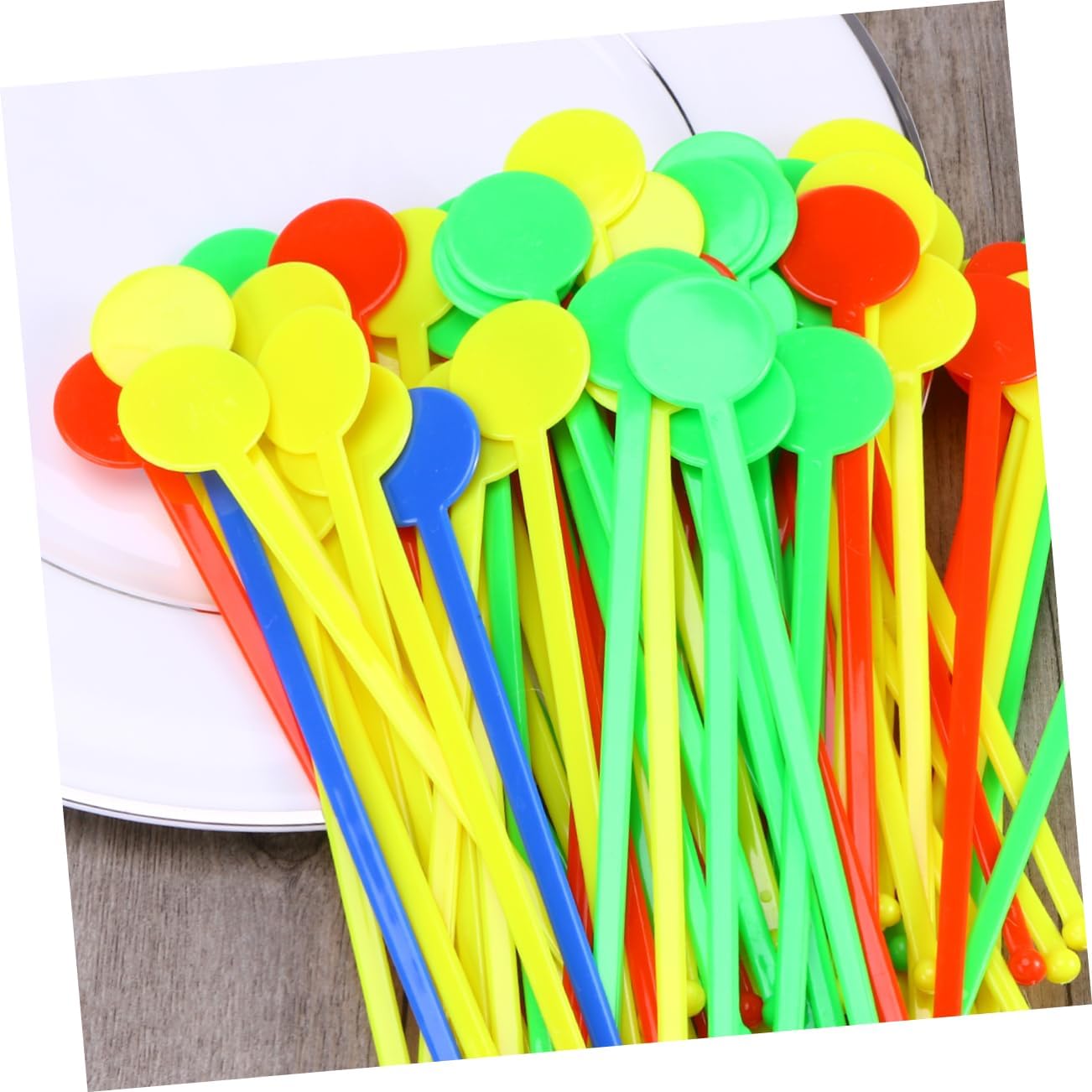 80 Pcs Acrylic round Head Swizzle Sticks for Stirring Beverage