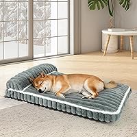 Vista 1 de Comfort Dog Beds for Medium Size Dogs, Dog Bed with Removable Washable Cover, Deluxe Plush Dogs Bed for Crate with Pillow, Anti-Slip Pet Mat