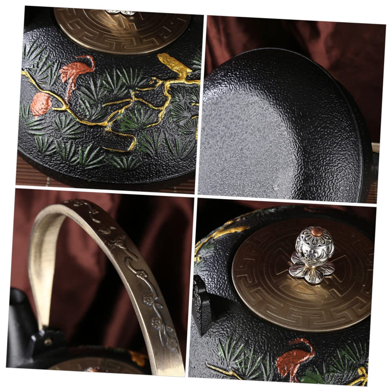 Théière Rétro en Fer Artisanal 1l sans Revêtement avec Infuseur Amovible pour Thé en Vrac et Fleurs, Bouilloire Vintage Adaptée la Maison Bureau