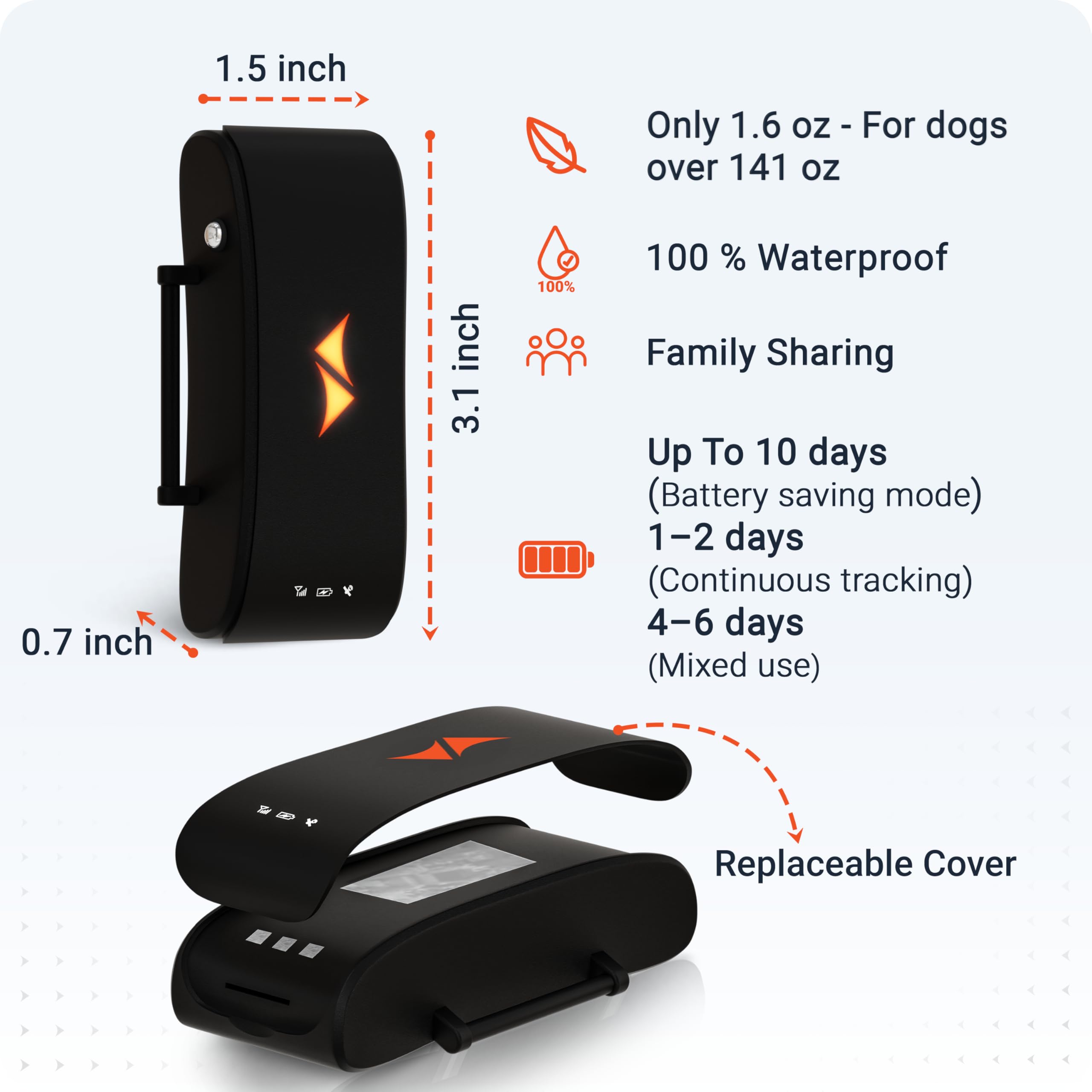 PAJ GPS Dog Tracker 4G Real-Time Tracking Device with Runaway Alerts and Light LED Glowing Dog Collar with 7 Color Modes and Waterproof Smart App Health Activity, Can Fit 7.8" to 27", Black — Bundle - image 7