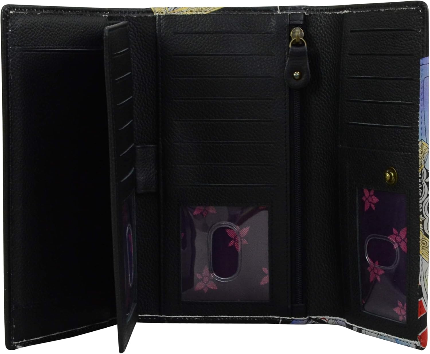 Anuschka Women’s Original Hand-Painted Genuine Leather RFID CheckBook Clutch - High Roller
