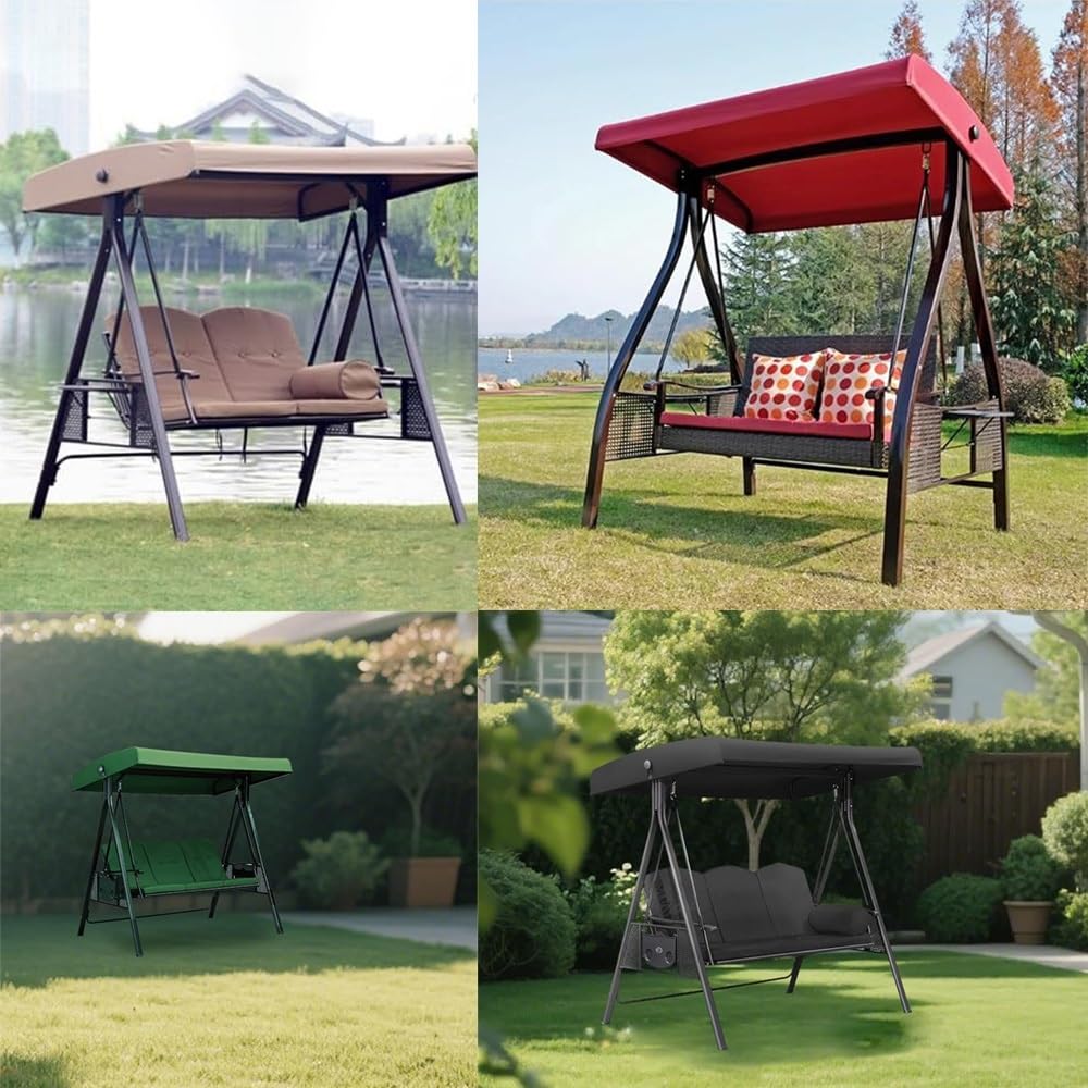 Hollywoodschaukel Dachbezug 190x120cm 213x122cm Ersatz-Überdachung Für Hollywoodschaukel 2-3 Sitzer, Wasserdicht Ersatzdach Für Veranda Terrasse Garten(Gray,83x48x9in(213x122x23cm))