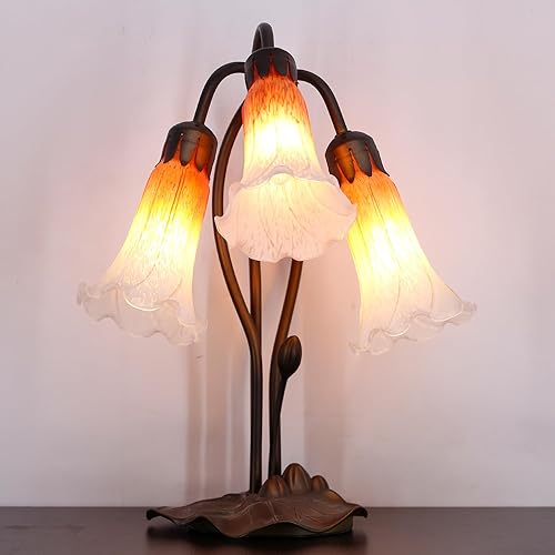 Miniatura 7 de Lily - Pantalla de cristal de tulipán naranja, reemplazo de pantalla de cristal estilo Tiffany