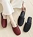 Hyfant Top Grain Leather Slippers for Women 8-8.5 Genuine Leather Slippers Scuff Slippers With Latex Pad for Women Minimalist Mules House Slip-on Shoes for Office Home Bedroom Living Room Guests Visitor