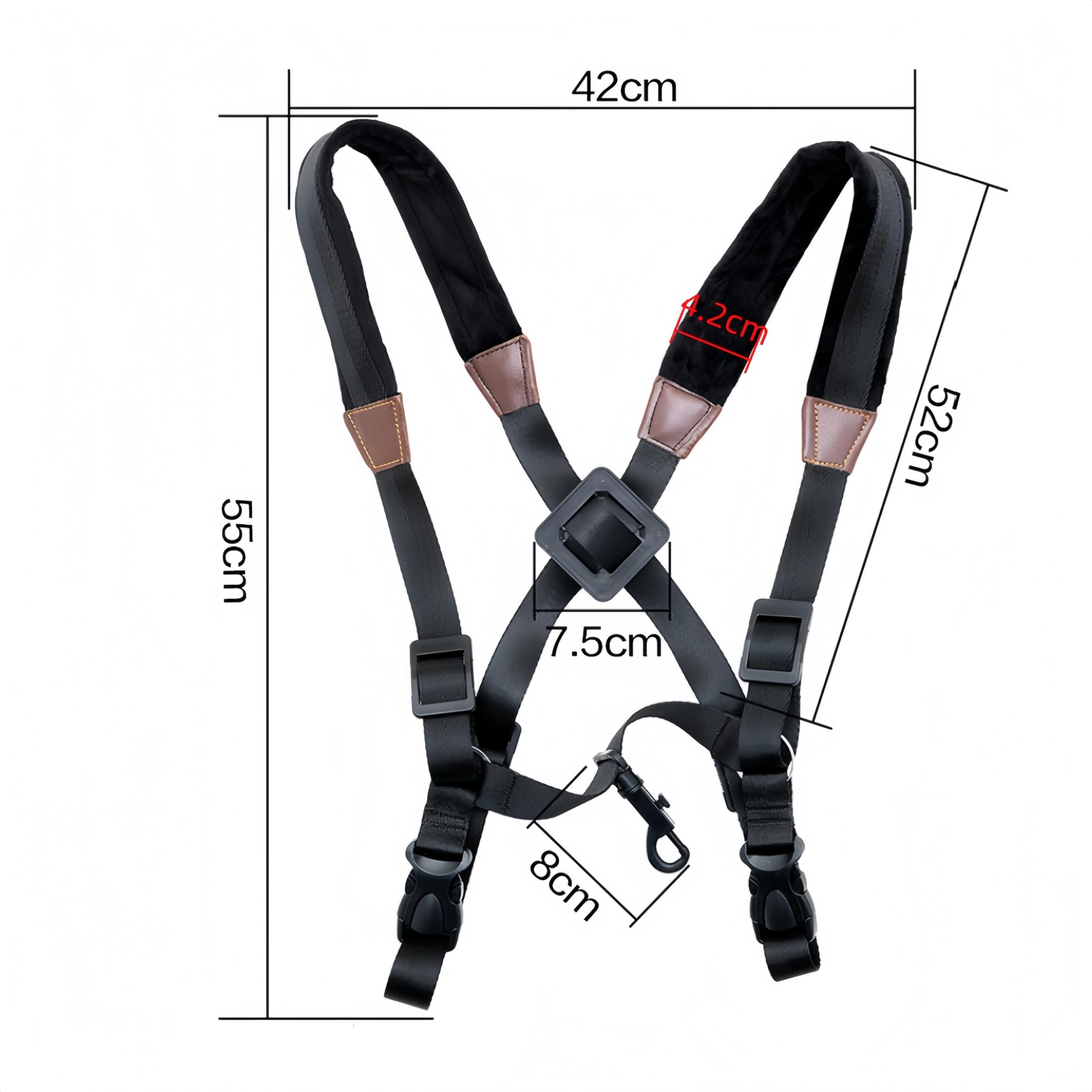 Harnais Sangle de Saxophone,saxophones en cuir authentiques, universel, double épaule, cou sans pression, saxophone et bandoulière basse, Noir, L
