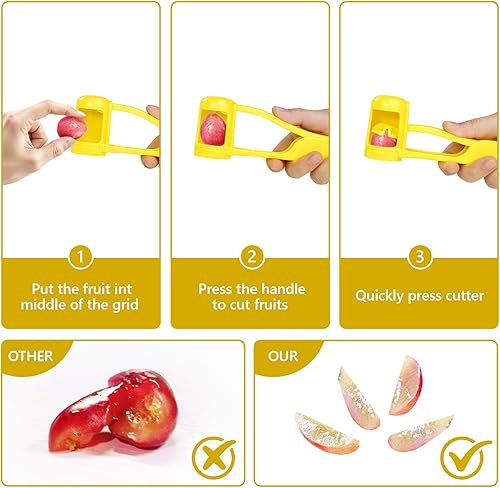 Miniatura 4 de Cortador de uva, cuchillas de acero inoxidable, cortador de uva de cuarto con 4 piezas de ensalada de frutas y verduras, cortador de cocina, tomate,