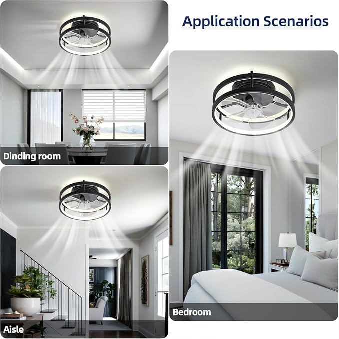 Ventilador de Techo Compacto de 13 Pulgadas con Luz LED y Co miniatura 8