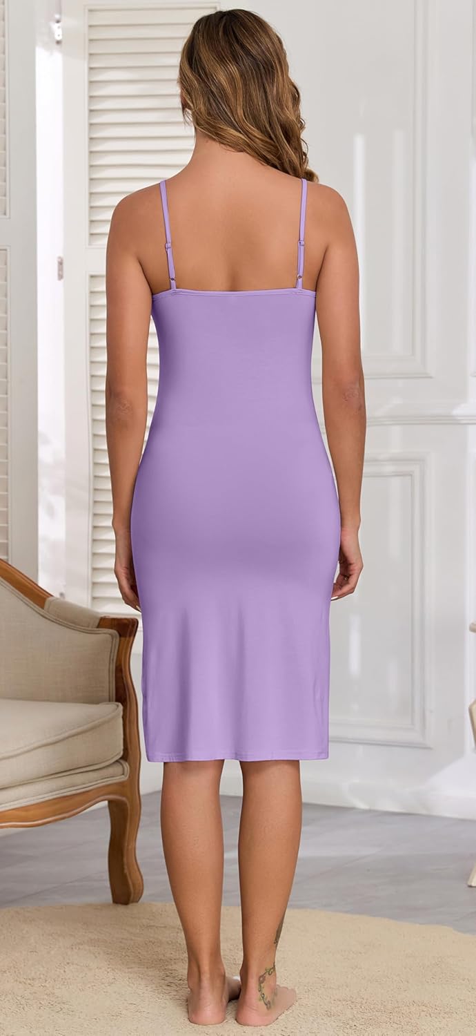 Slip Dress for Women Adjustable Spaghetti Straps Under Dresses Basic Full Slips Cami Long Slip Dress Nightgown - Image 6