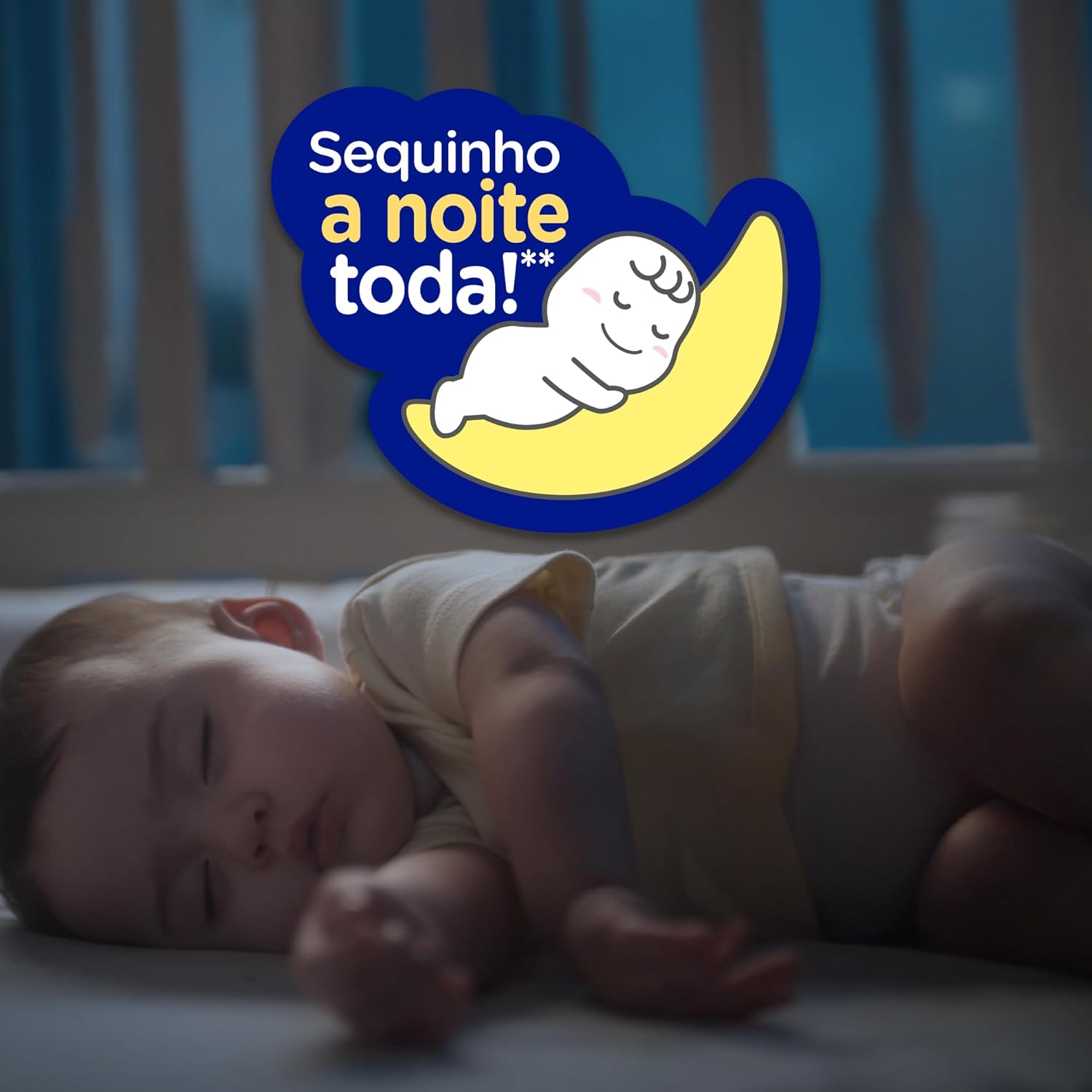 Imagem lateral do produto em ambiente de quarto com iluminação azulada. Imagem lateral do produto em ambiente de quarto com iluminação azulada.