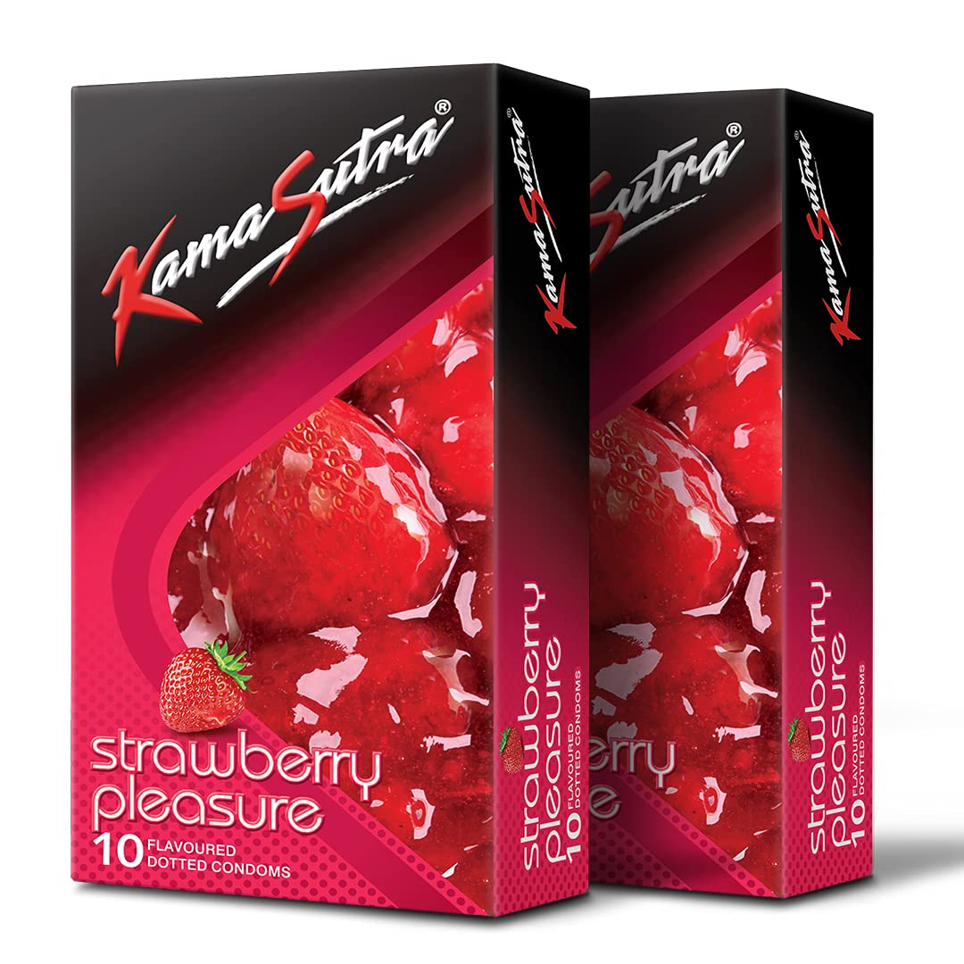 Strawberry Flavored Condoms for Men 10 Count, Pack of 2