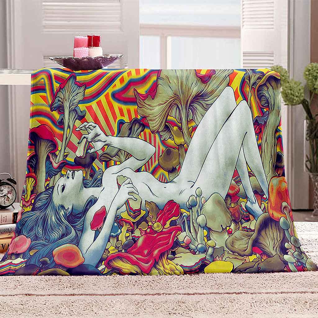 Couverture flanelle 130x150 plaid lit doux moelleux enfant adulte motif artistique