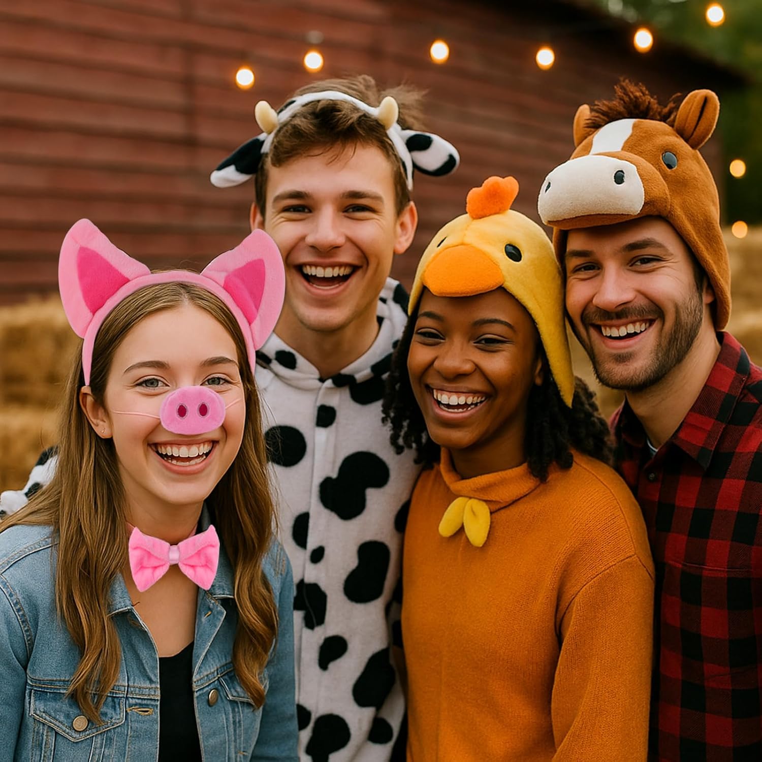 12 PCS Pig Costume Accessories Set – 3 Pack Pig Nose, Ears Headband and Curly Tail Kit – Animal Dress Up for Halloween, School Plays, Farm Party, Cosplay & Birthday Gifts - Image 4