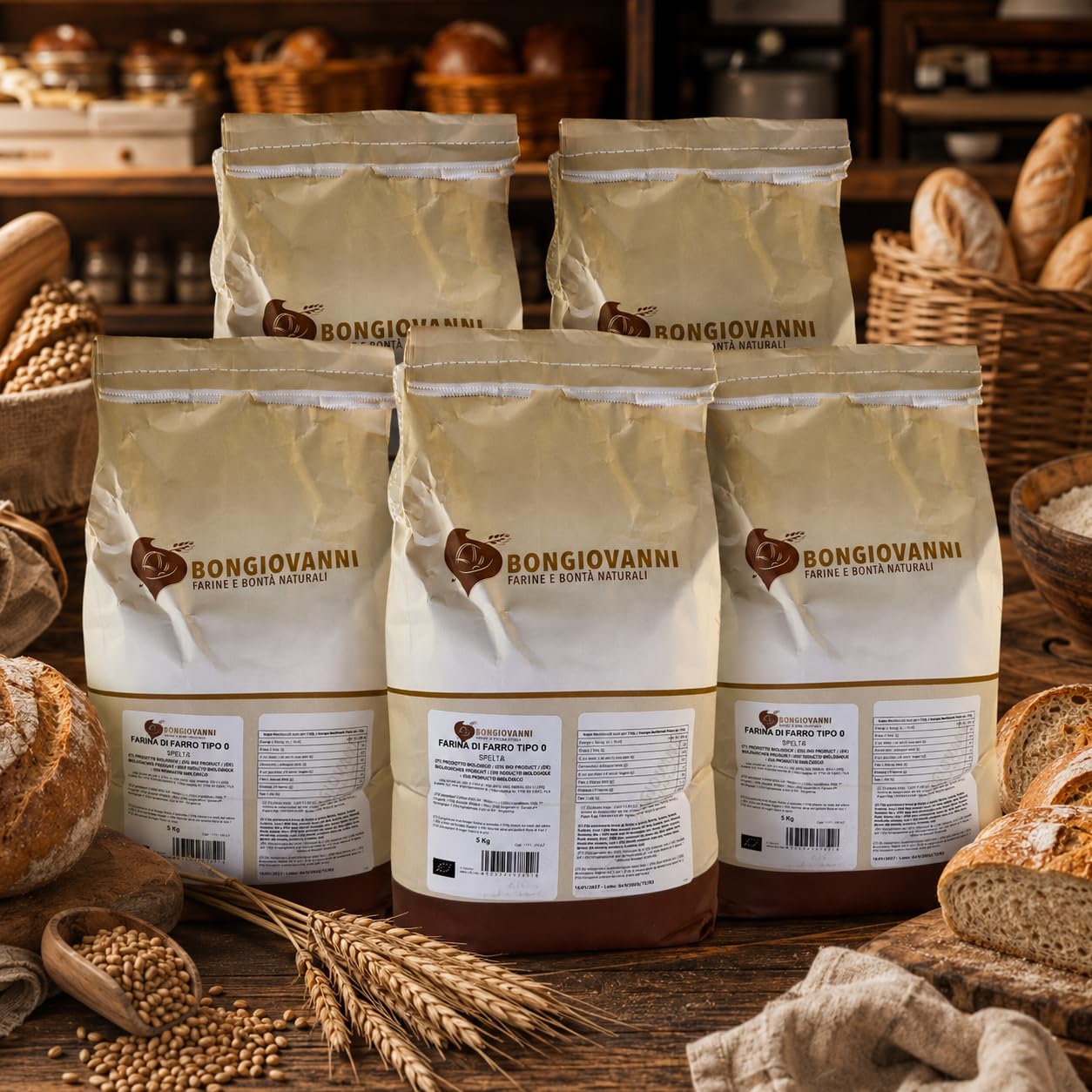 BONGIOVANNI Farine e Bontà Naturali Farina di Farro Spelta Tipo 0 Bio 5 kg – Gusto Delicato e Leggermente Nocciolato