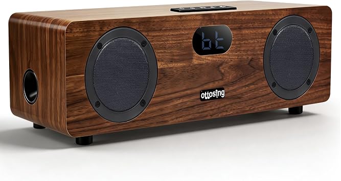 2.1 Sound Bar for Smart TV, Built-in 30W Subwoofer, Bluetooth 5.0,Optical/HDMI ARC/AUX/USB Inputs, Wooden Home Theater Speaker with Remote Control