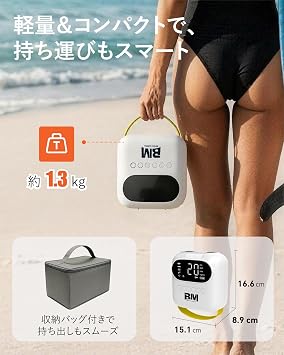 SUP電動ポンプ 充電式エアーポンプ 最大20PSI 高速充気・放気対応Type-C急速充電 内蔵バッテリー DCシガーライター対応 多機能電動空気入れ SUPボード・カヤック・浮き輪・エアーマット・テント対応