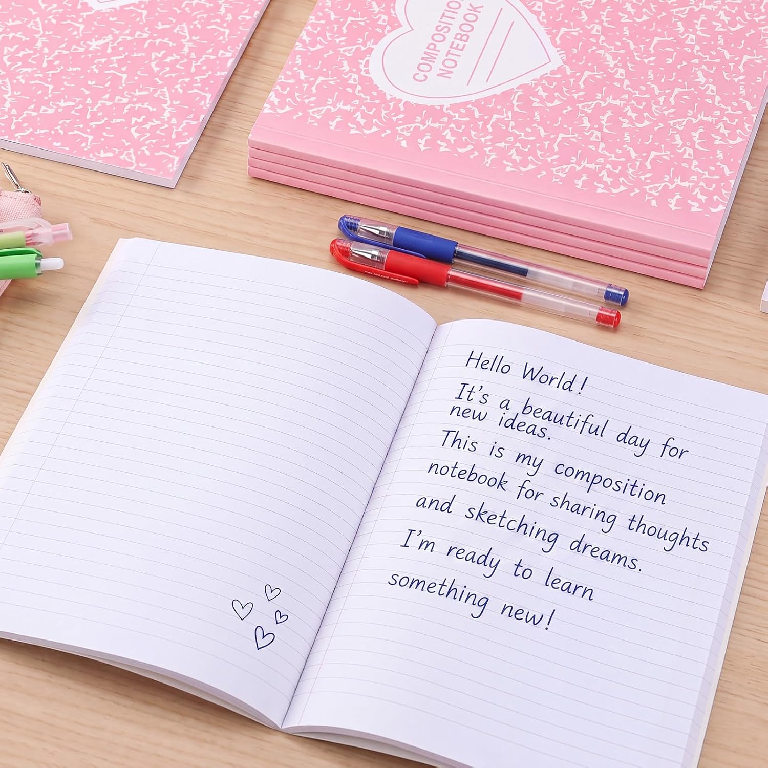 Tenceur 6 Pcs Composition Notebooks College Ruled Pink Marble image 4