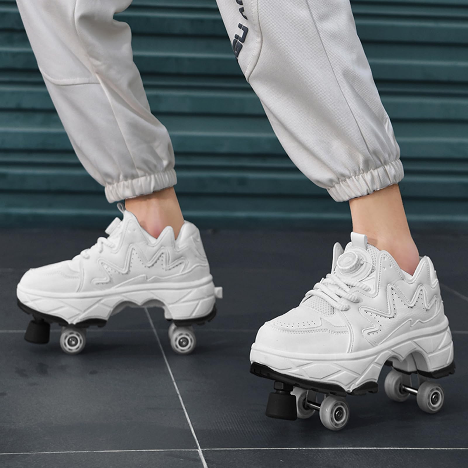 Roller Skate Shoes Jungen Mädchen Rollschuhe Schuhe mit Rollen 4-Rad Skateboardschuhe, Verstellbar Skateboard Schuhe mit Rollen für mädchen, Outdoor Sportschuhe für Kinde und Erwachsene