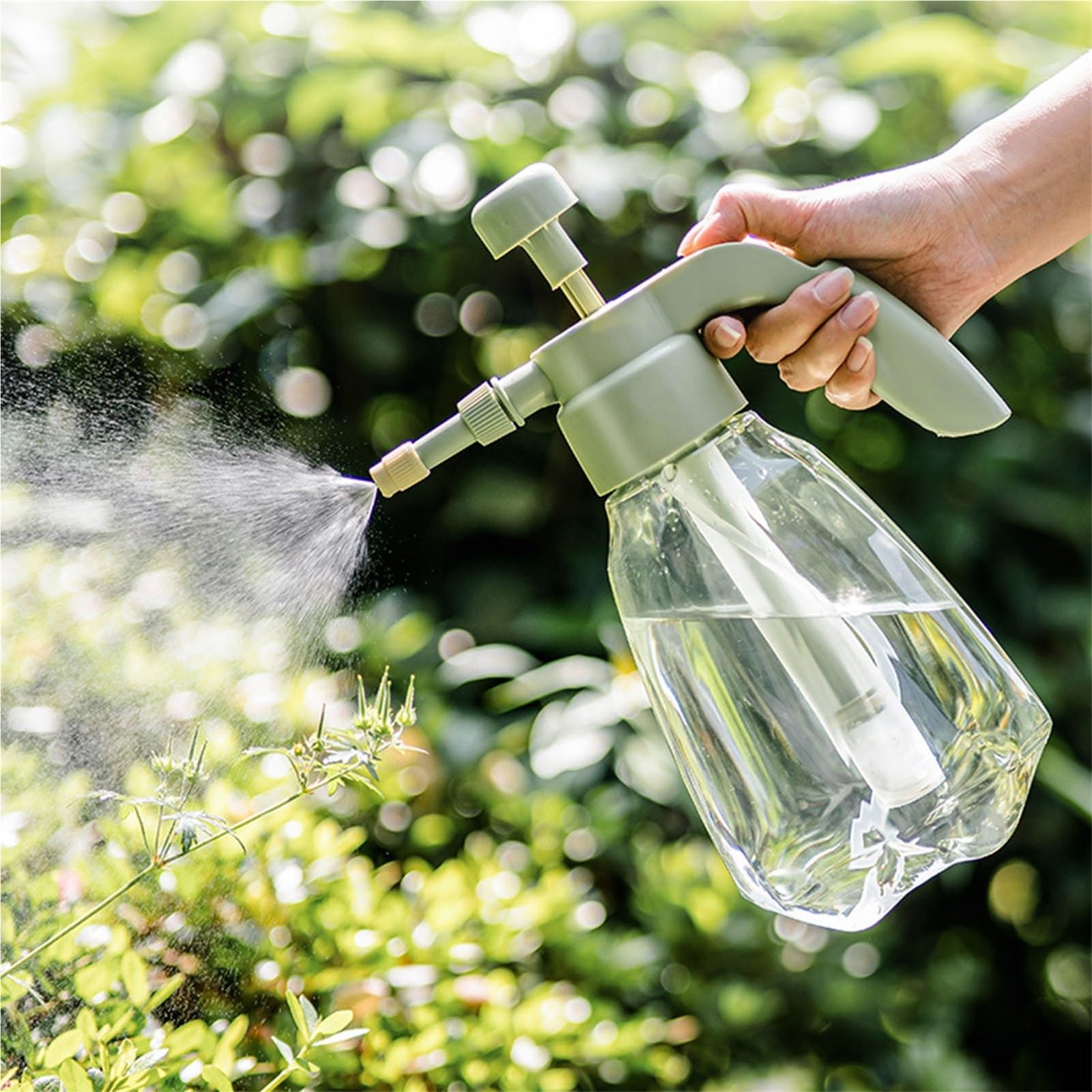 Pulverizador de flores a presión, bidón de agua de 1,5 l, botella de plástico transparente de gran capacidad for suministros de jardín al aire libre.(2pcs B)