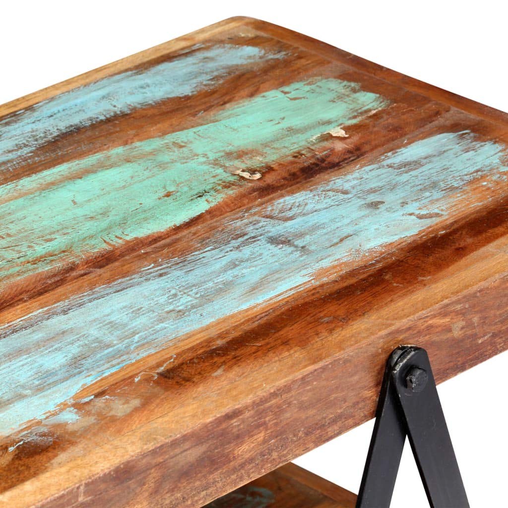 vidaXL Mobile Porta TV Armadietto Multimediale Artigianale Industriale Vintage 2 Ripiani 160x40x50 cm in Legno Massello di Recupero Telaio in Ferro