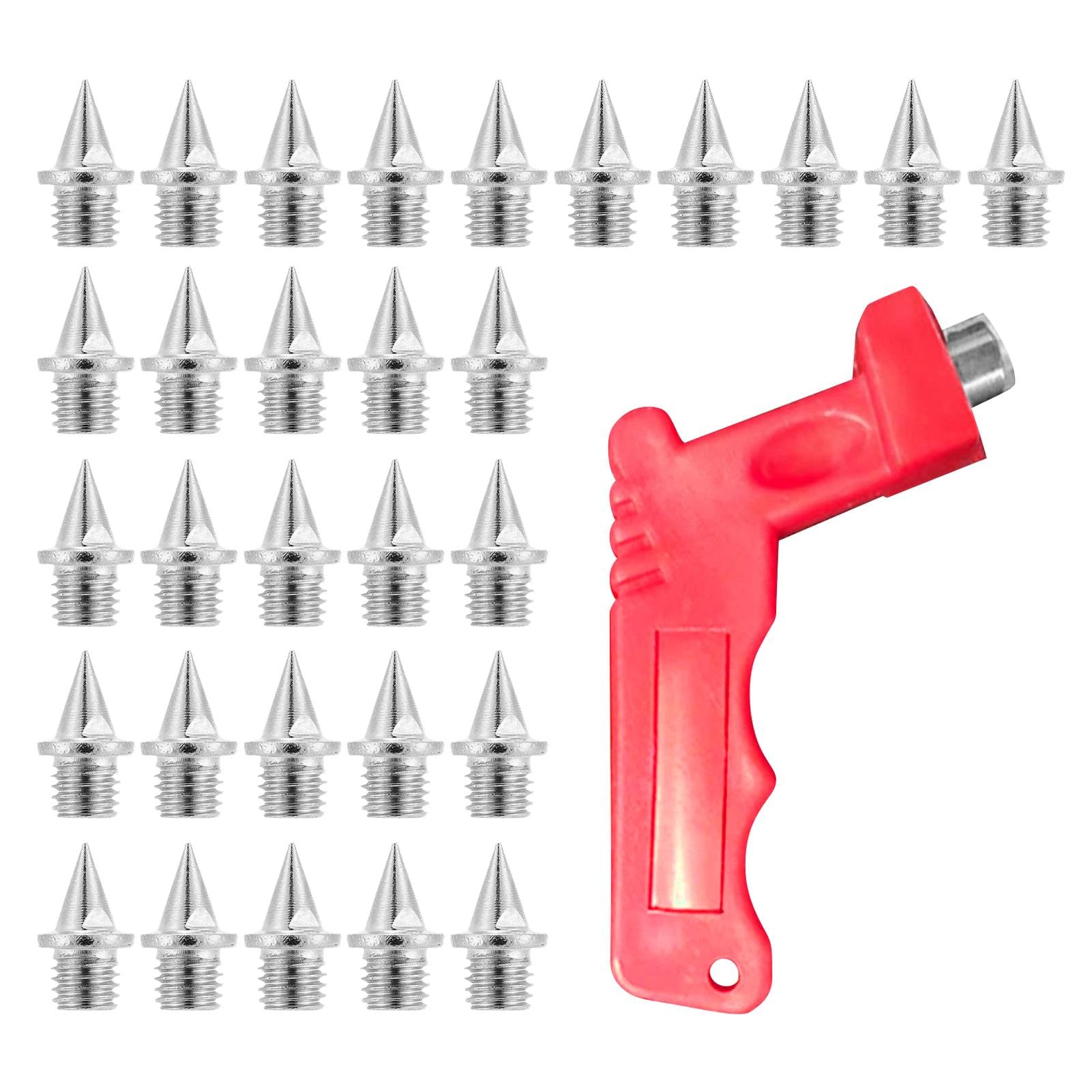 30Pcs 7mm Spikes for Running Shoes, 0.28in Stainless Steel Running Spikes, Spi-kes for Run-ning Shoes with Spike Wrench Track for Jumping, Run-ning, 1/4 Inch Track Spike 7mm Replacement