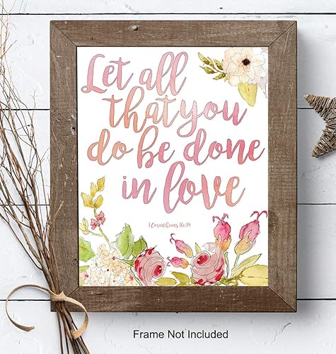 Miniatura 8 de Let All That You Do Be Done In Love - 1 Corintios - Arte de pared con versículo bíblico - Regalos religiosos para mujeres - Arte de pared cristiano