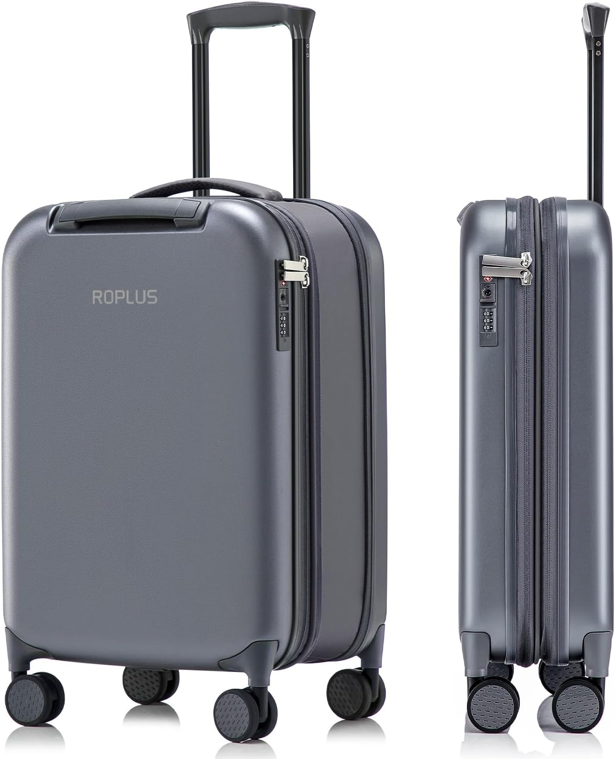 Foldable Checked-Luggage, Durable Hardside Suitcase with Mute Wheels, Waterproof Expandable Harshell Rolling Luggages with Side Pocket, TSA Lock (Grey, 28-Inch)