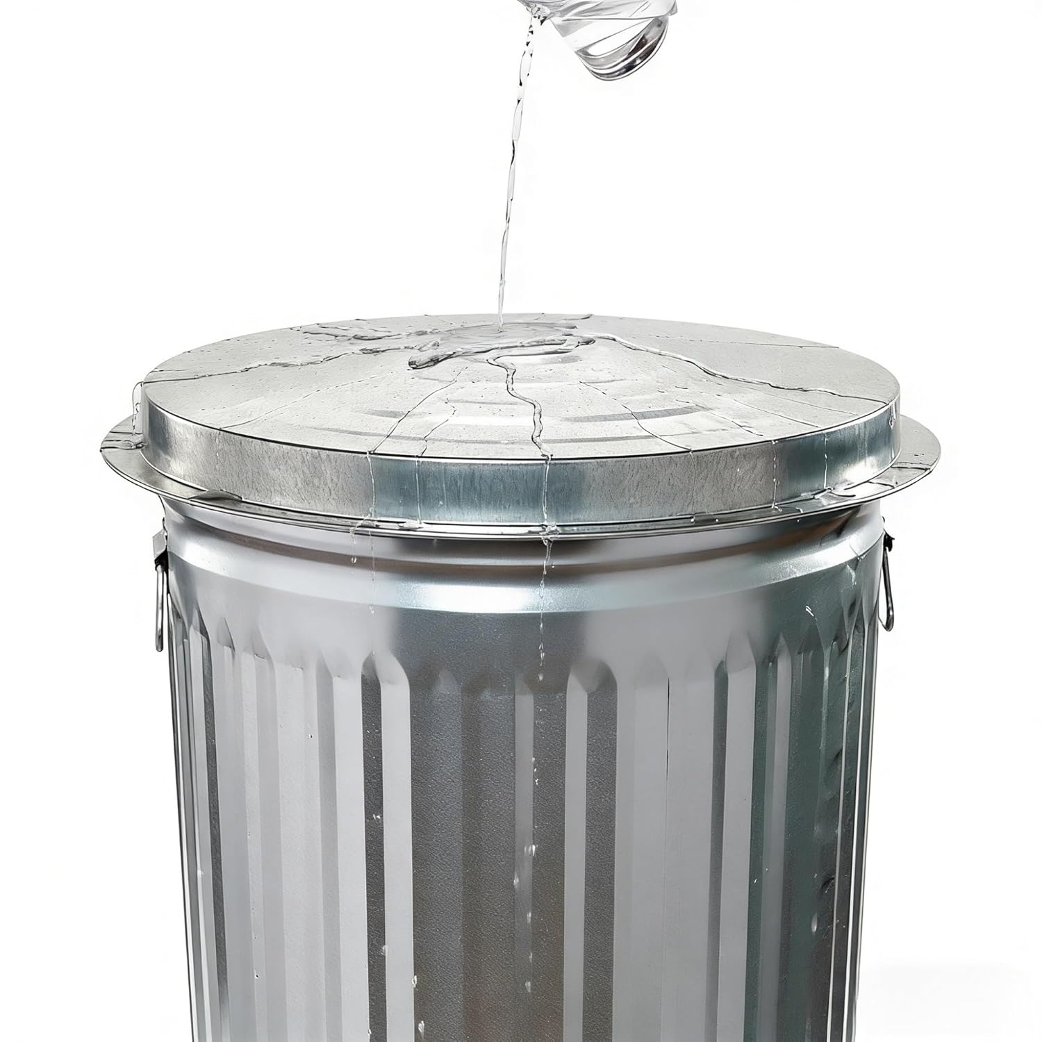 31 Gallon Galvanized Steel Trash can with lid Rodent Proof Outdoor Storage can for Yard Waste and pet Food