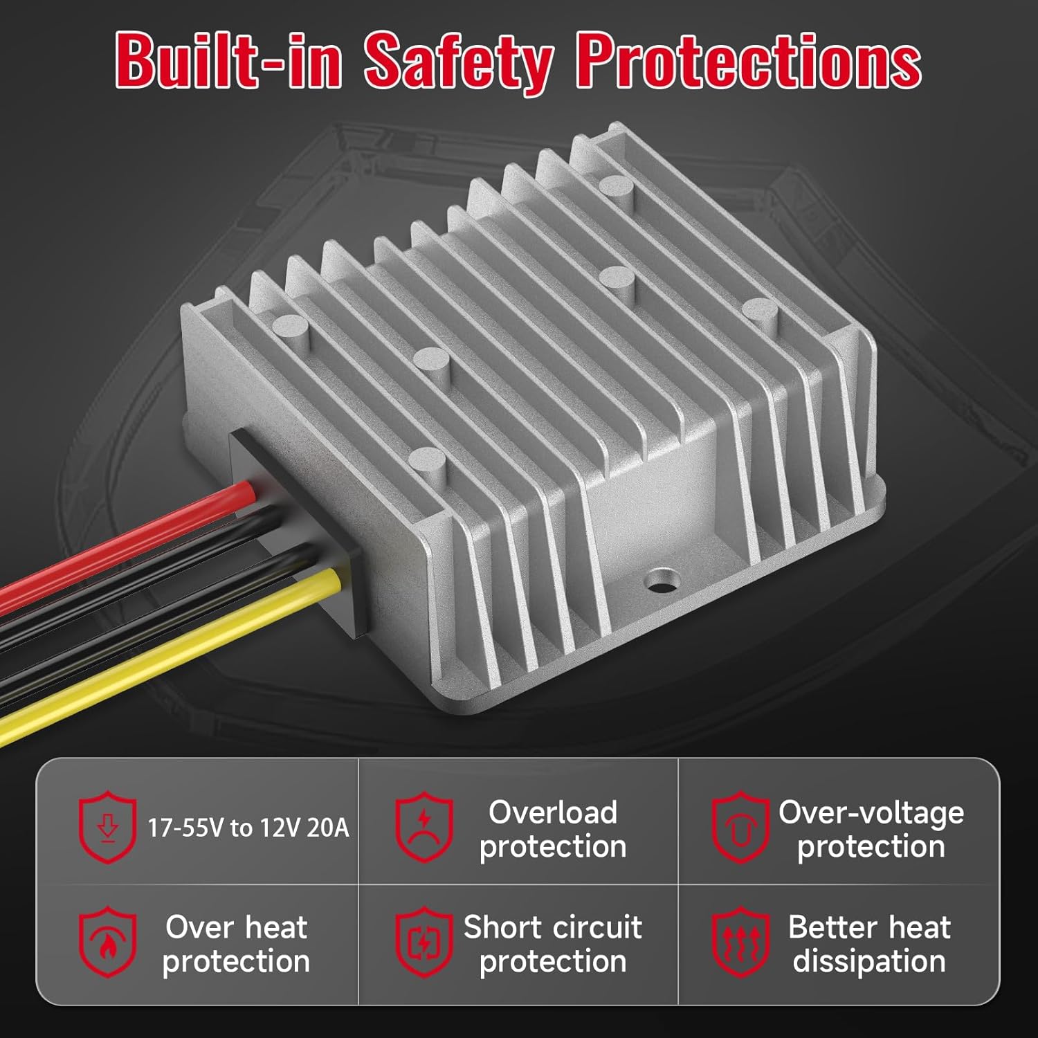 1 Pack 18V to 12V Step Down Converter + 1 Pack LED Work Light