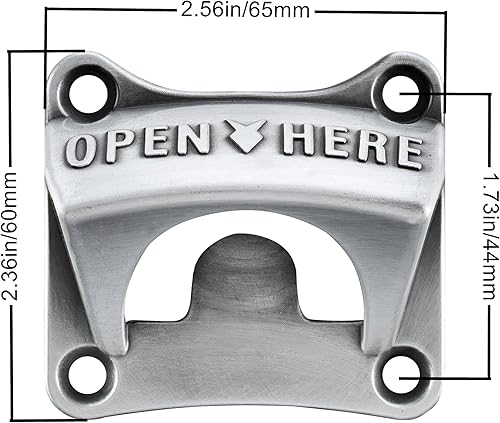 Miniatura 4 de Abridor cuadrado de tapa de botella de cerveza montado en la pared plata antigua