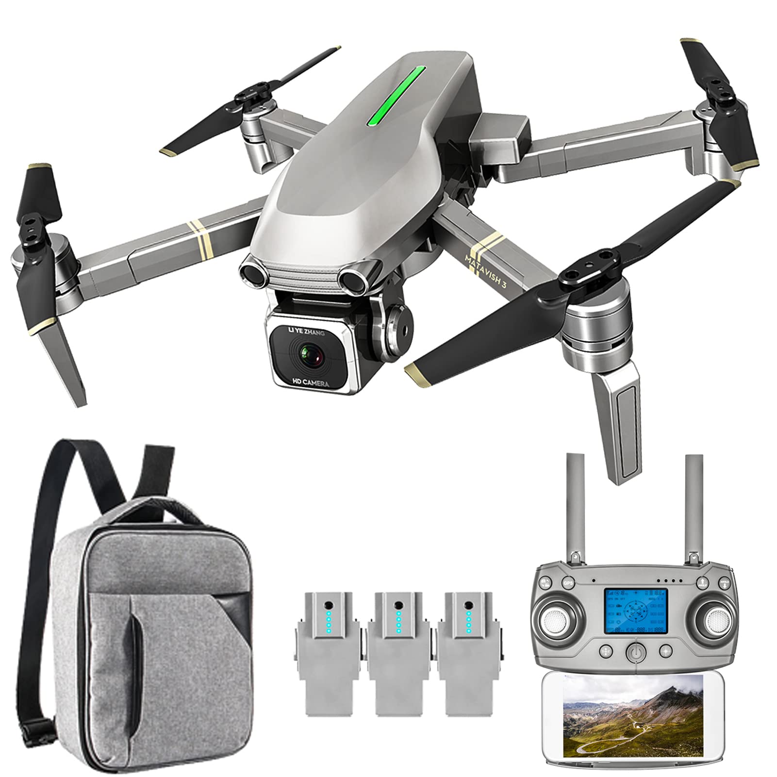 Droni RC con Fotocamera 4K HD, quadricottero RC Pieghevole per Adulti, librarsi ad Altezza Fissa, seguire GPS, Volo traiettoria, Volare, decollo e atterraggio con Un clic
