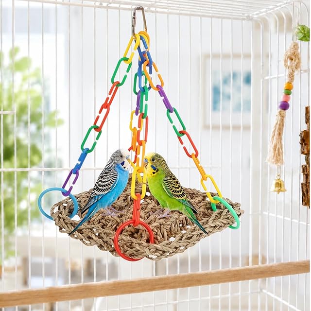 Foto 6 de 6 de LIUKUANGDA Vogelkäfig Zubehör Schaukel Vogelnest Hängende Hängematte Hängende Hängematte Spielplat Vogelnest…