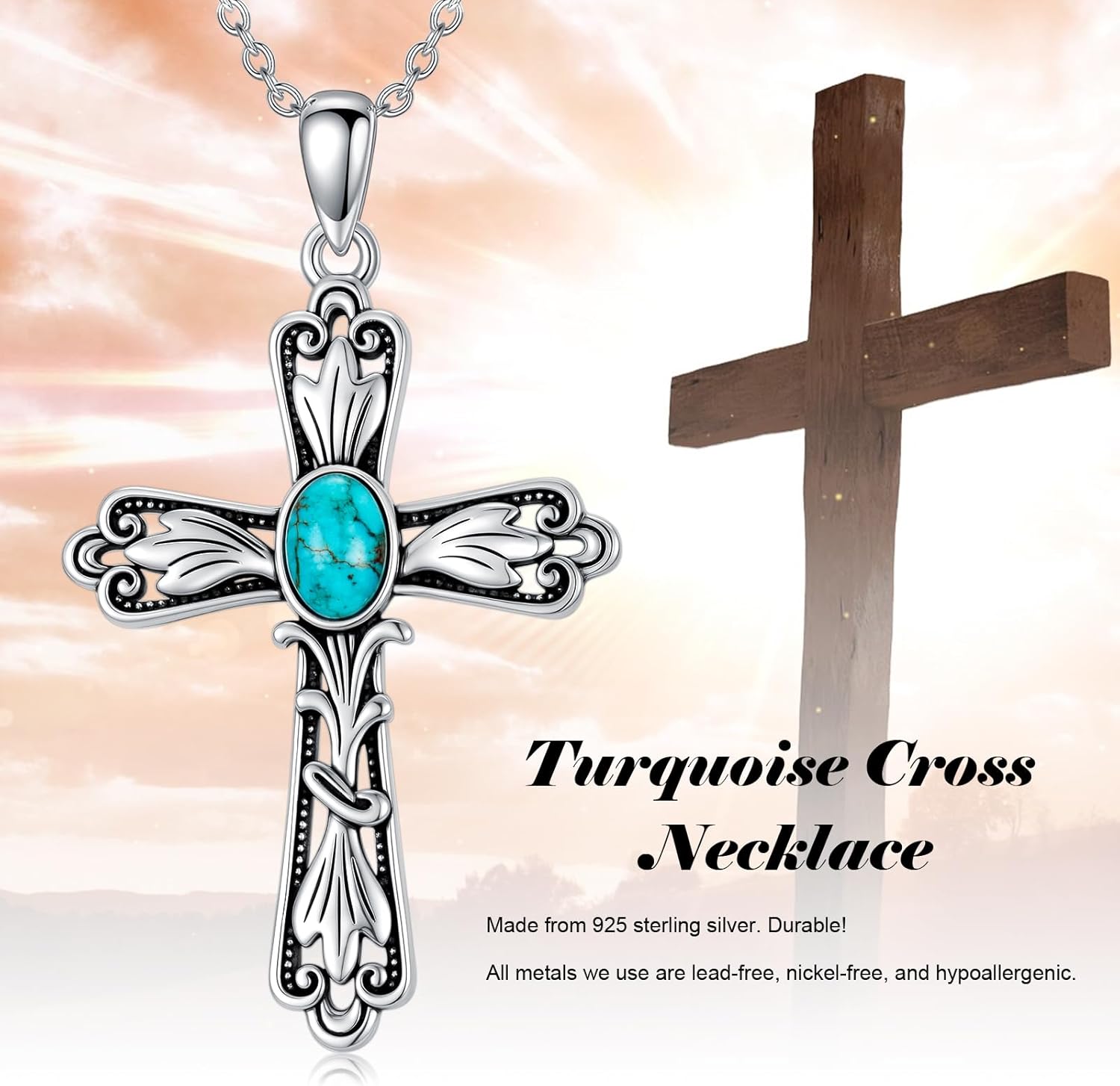 Turquoise Necklaces 925 Sterling Silver Western Necklace Boho Jewelry for Men Women Her Birthday Valentines Day Gifts - Image 6